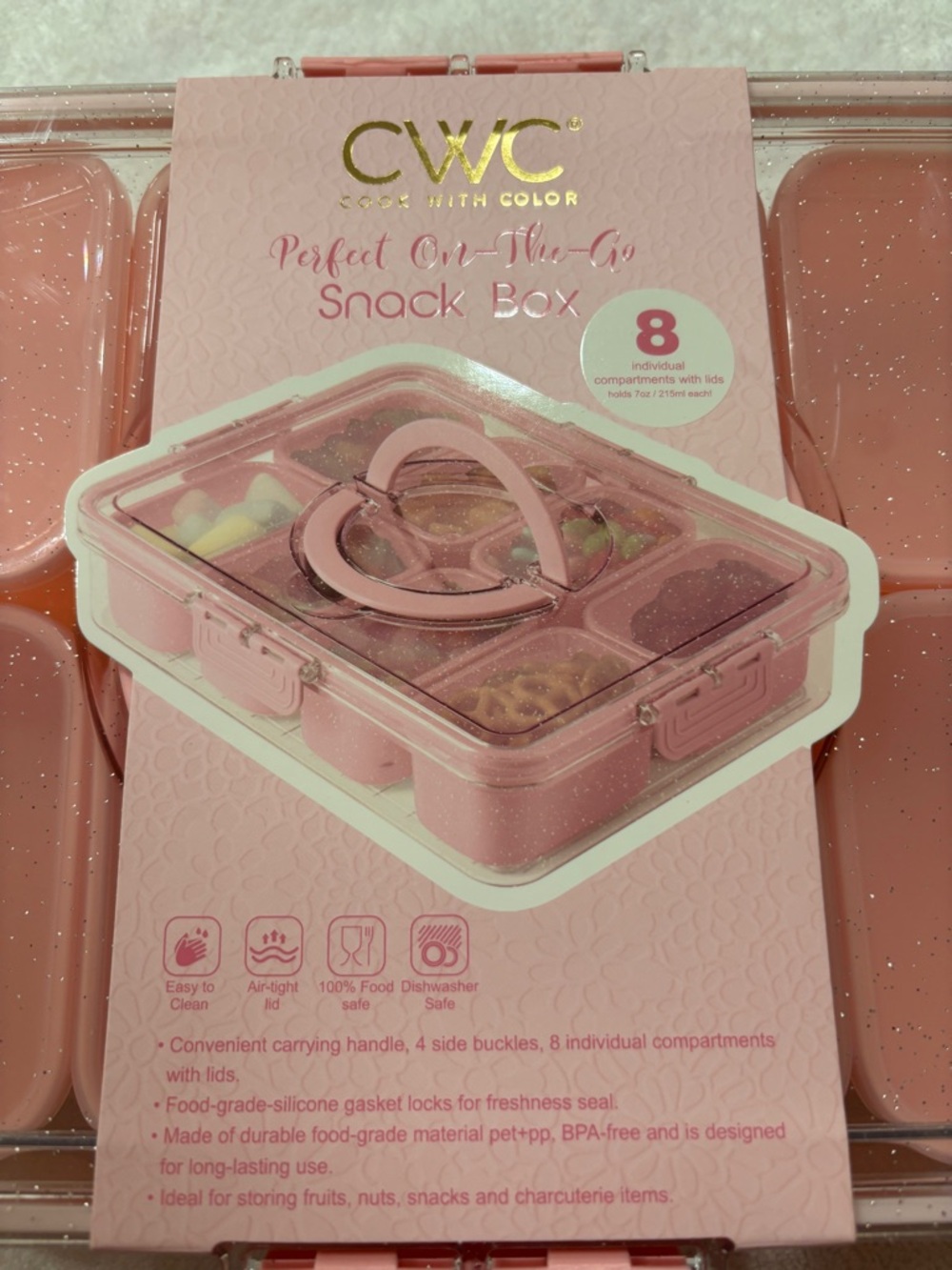 Cook With Color (CWC) - Pink Perfect On-The-Go Snack Box - 8 Compartments. NWT - Picture 3 of 7